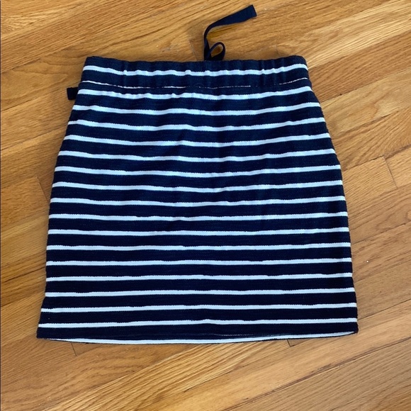 LOFT Blue and White Mini Pencil Skirt with Tie Front - Picture 3 of 3